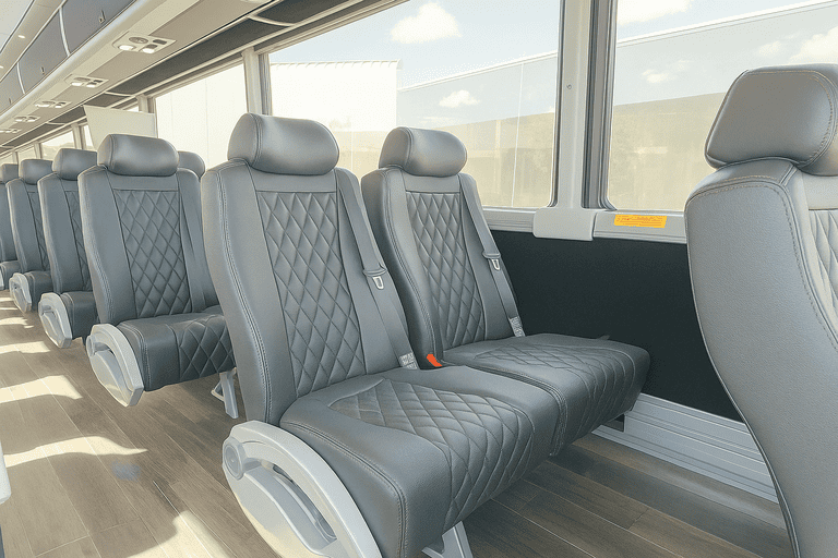 interior of Jupiter Coach Bus Service charter bus