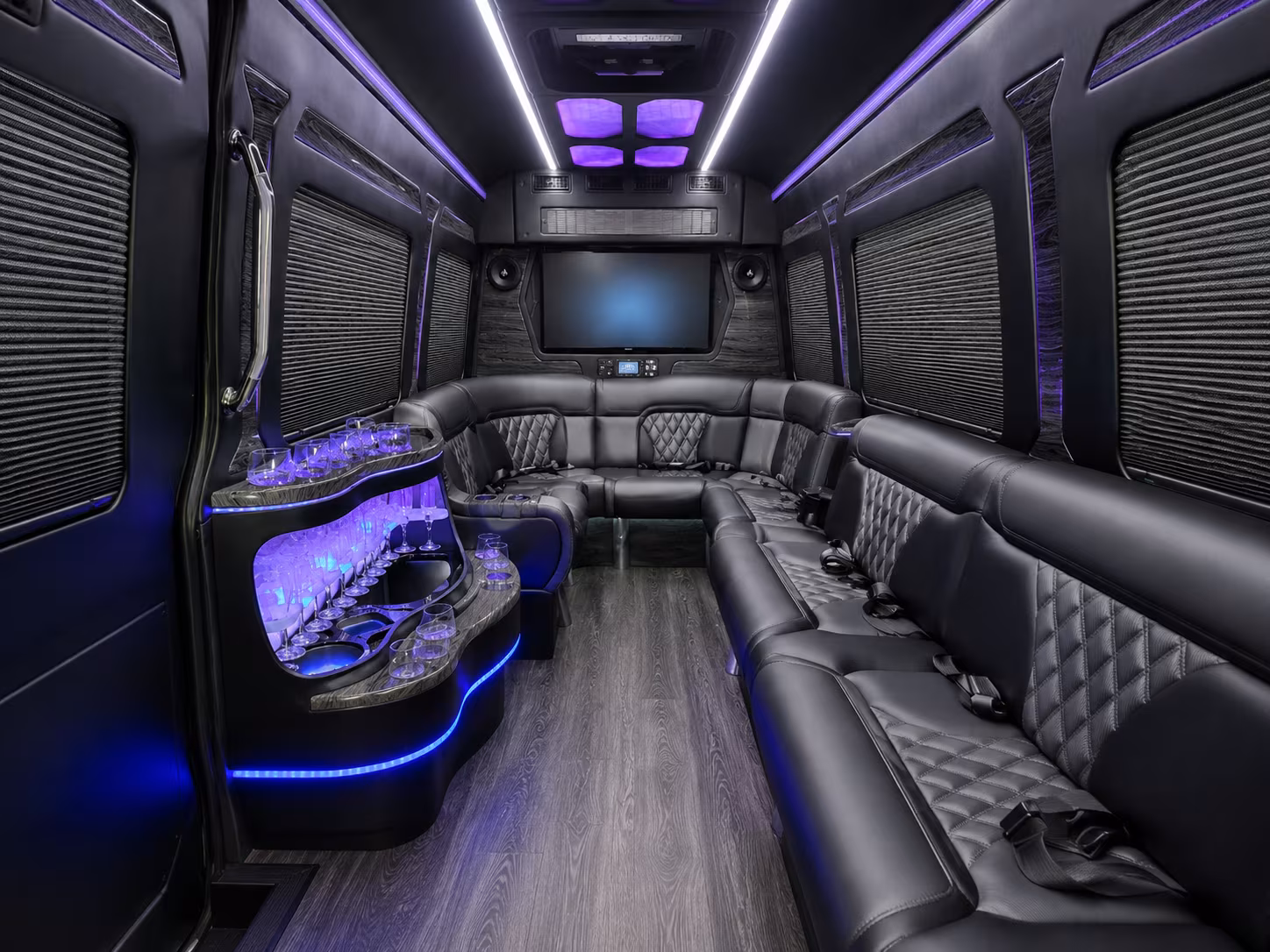jupiter 18 passenger party bus interior