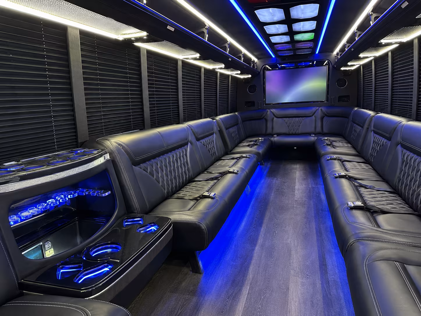 jupiter 20 passenger party bus inside